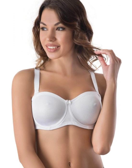 BEYAZ MI Emay 159 C Balenli Straplez Toparlayıcı Sütyen