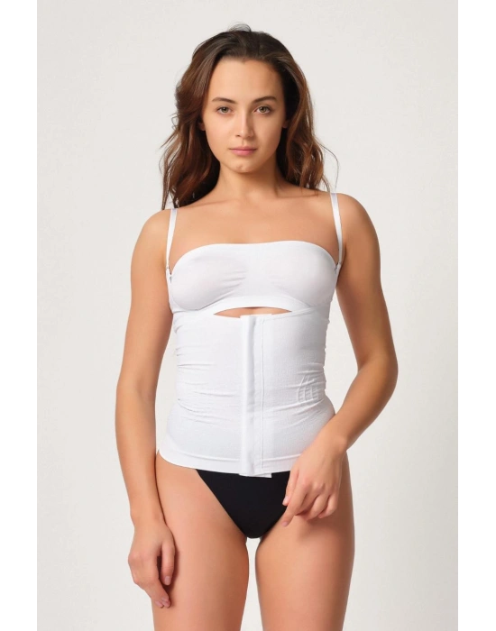 BEYAZ MI Emay 2030 Agraflı Göğsü Açık Atlet Korse