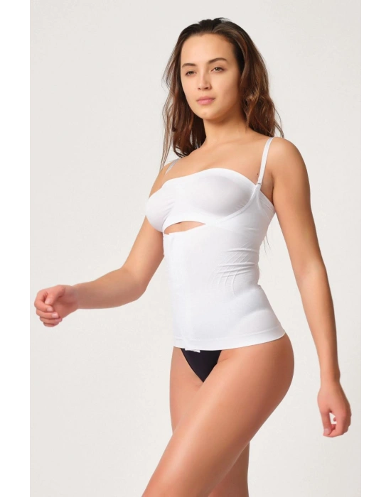 BEYAZ MI Emay 2030 Agraflı Göğsü Açık Atlet Korse