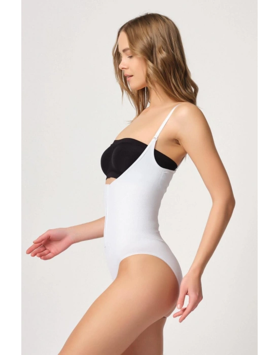 BEYAZ MI Emay 2043 Göğsü Açık Agraflı Body Korse