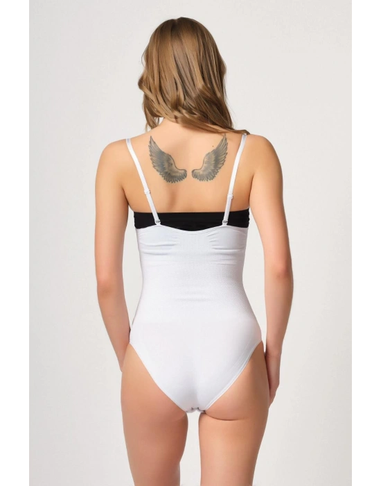 BEYAZ MI Emay 2043 Göğsü Açık Agraflı Body Korse