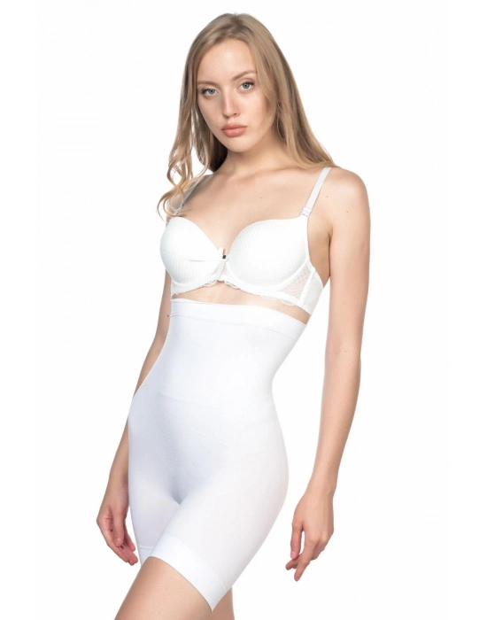 BEYAZ MI Emay 2056 Yüksek Bel Masajlı Uzun Paça Korse