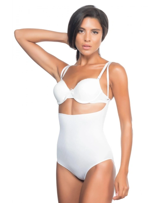 BEYAZ MI Emay 2073 Göğüsü Açık Desenli Body Korse