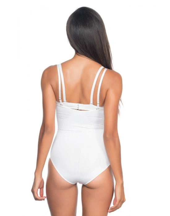 BEYAZ MI Emay 2073 Göğüsü Açık Desenli Body Korse