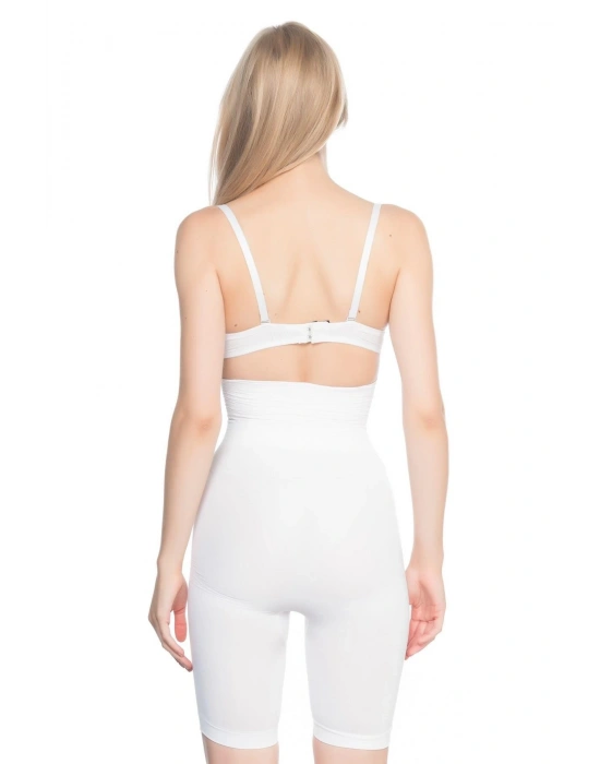 BEYAZ MI Emay 2074 Yüksek Bel Desenli Double Uzun Paça Korse