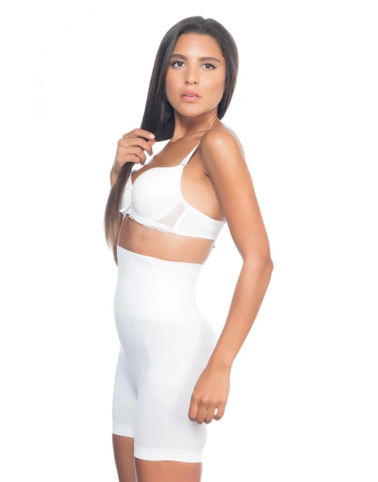 BEYAZ MI Emay 2075 Yüksek Bel Desenli Double Kısa Paça Korse