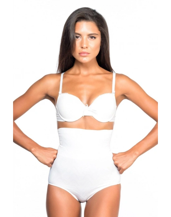 BEYAZ MI Emay 2079 Yüksek Bel Desenli Double Slip Korse