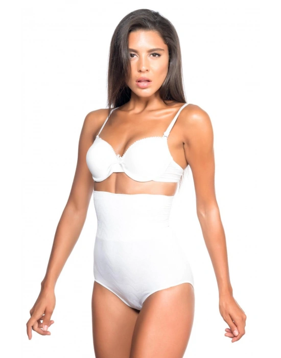 BEYAZ MI Emay 2079 Yüksek Bel Desenli Double Slip Korse