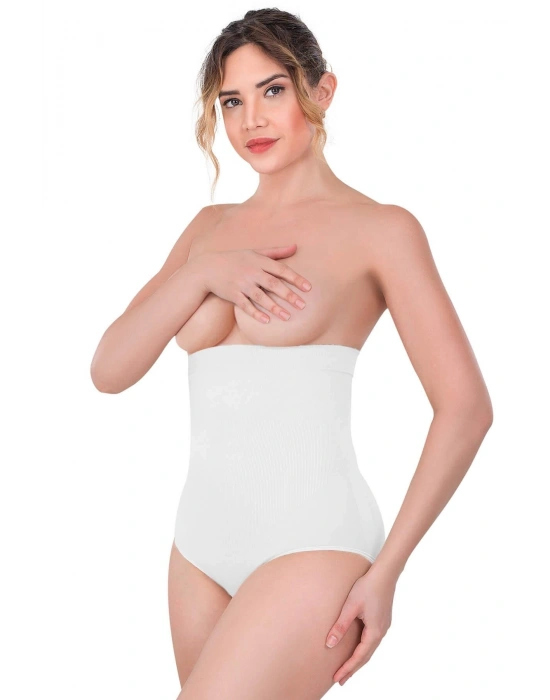 BEYAZ MI Emay 2080 Yüksek Bel Çıtçıtlı Slip Korse