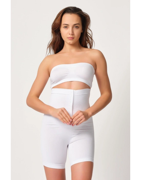 BEYAZ MI Emay 2087 Önden Agraflı Paçalı Korse