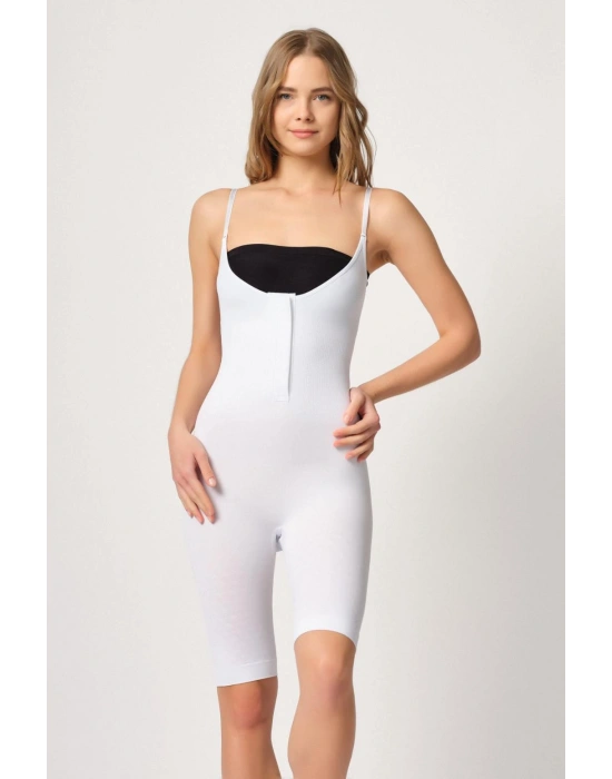 BEYAZ MI Emay 2093 Ön Agraflı Göğsü Açık Paçalı Boy Korse