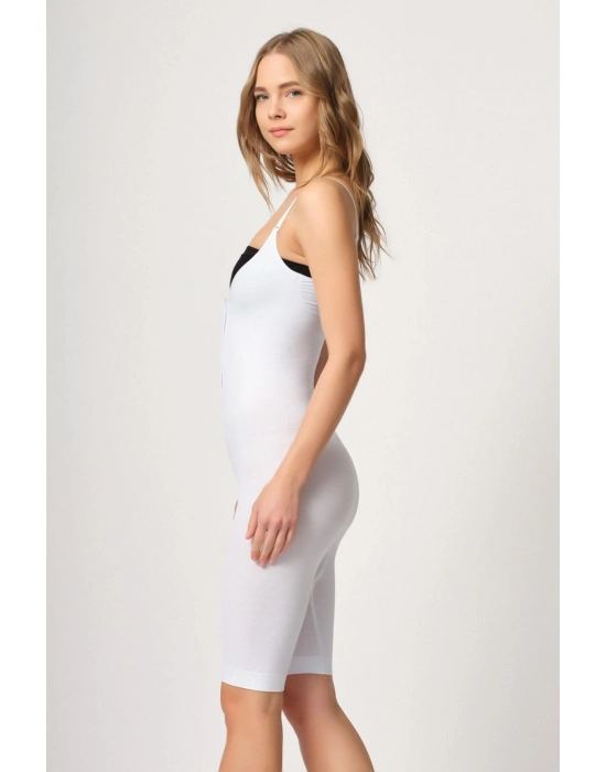 BEYAZ MI Emay 2093 Ön Agraflı Göğsü Açık Paçalı Boy Korse