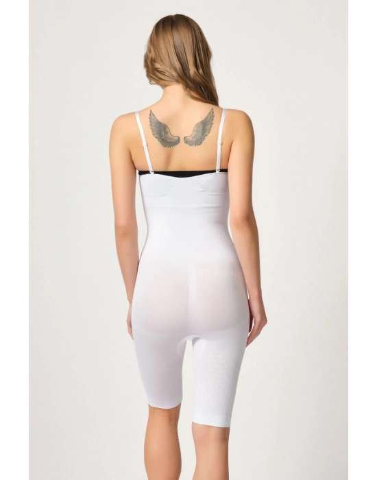 BEYAZ MI Emay 2093 Ön Agraflı Göğsü Açık Paçalı Boy Korse