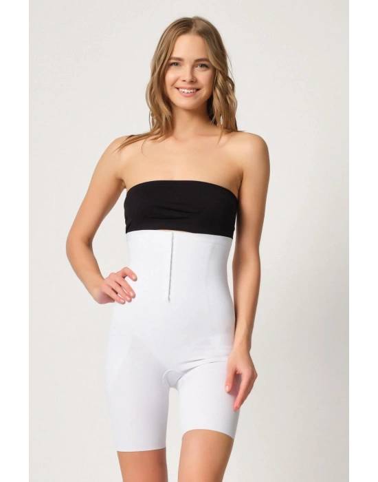 BEYAZ MI Emay 2832 Yüksek Bel Balen Destekli Agraflı Lazer Korse