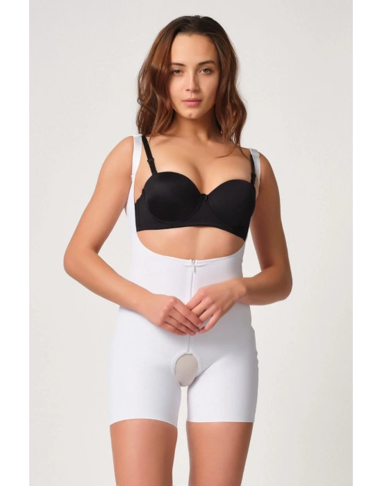 BEYAZ MI Emay 2834 Göğsü Açık Ferumalı Tül Popo Boy Lazer Korse