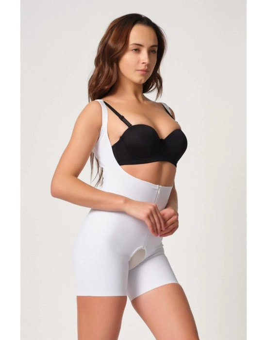 BEYAZ MI Emay 2834 Göğsü Açık Ferumalı Tül Popo Boy Lazer Korse