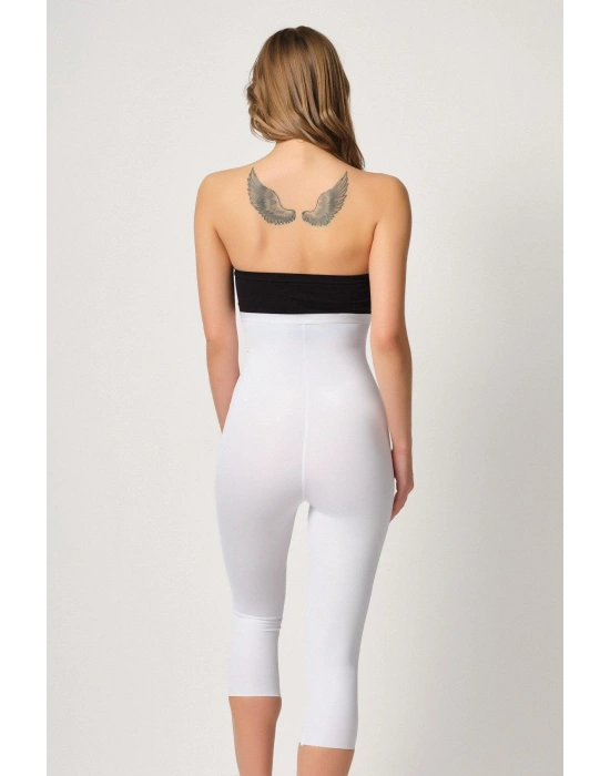 BEYAZ MI Emay 2868 Fermuarlı Kapri Tayt Lazer Korse