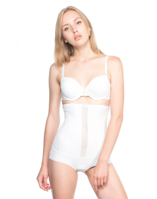 BEYAZ MI Emay 2886 Yüksek Bel Tül Slip Lazer Korse