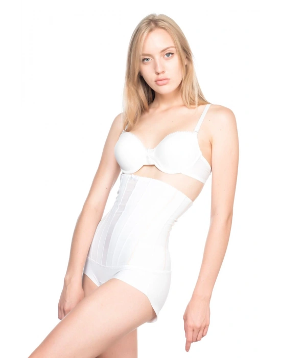 BEYAZ MI Emay 2886 Yüksek Bel Tül Slip Lazer Korse