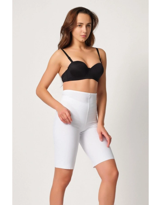 BEYAZ MI Emay 2923 Yüksek Bel Karyokalı Paçalı Lazer Korse