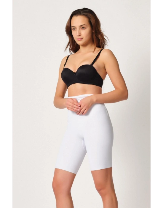 BEYAZ MI Emay 2927 Bel Dekolteli Balenli Paçalı Lazer Korse