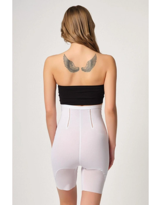 BEYAZ MI Emay 2928 Ön Agraflı Tül Paçalı Lazer Korse