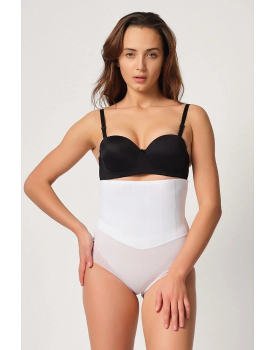 BEYAZ MI Emay 2945 Tül Karyokalı Slip Lazer Korse