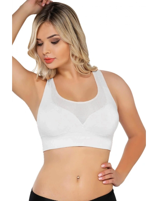 BEYAZ MI Emay 4027 Seamless Tül Pedli Toparlayıcı Büstiyer