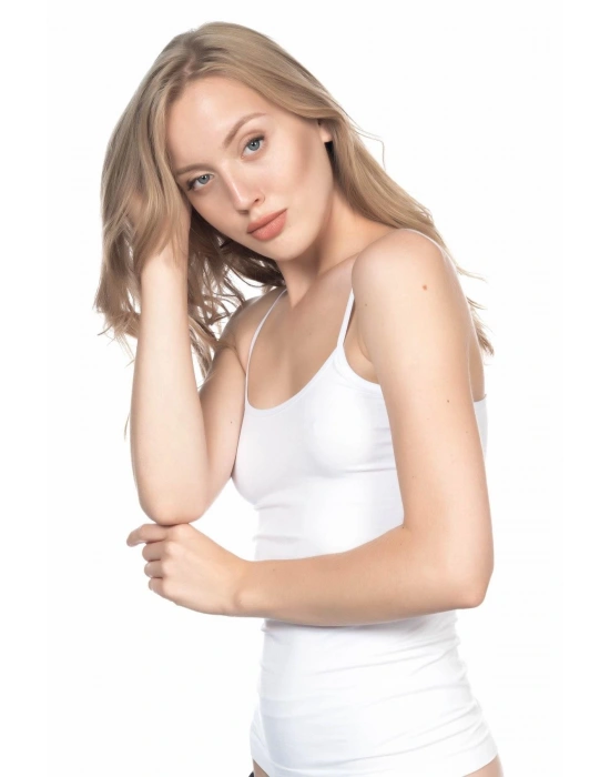 BEYAZ MI Emay 5001 Soft İp Askılı Uzun Atlet