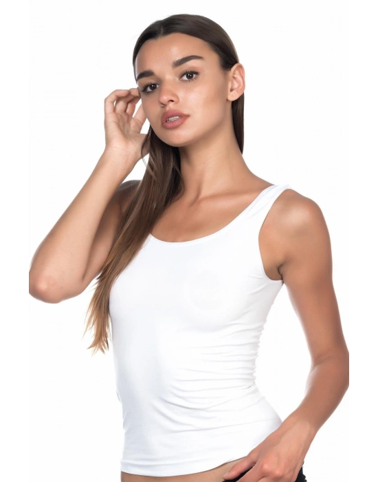 BEYAZ MI Emay 5002 Soft Kalın Askılı Uzun Atlet