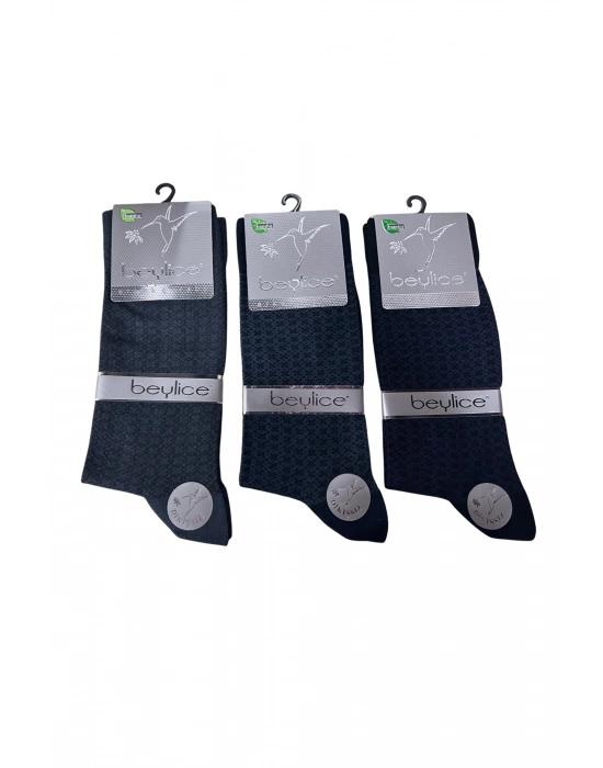 Beylice Desenli Bambu Dikişsiz Erkek Çorabı -Sıkmayan Lastik- Tavşan Kulağı Kavrayan Topuk 12 ADET