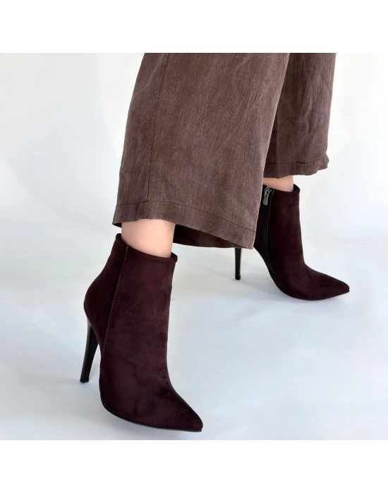Blan Acı Kahve Süet Topuklu Bot