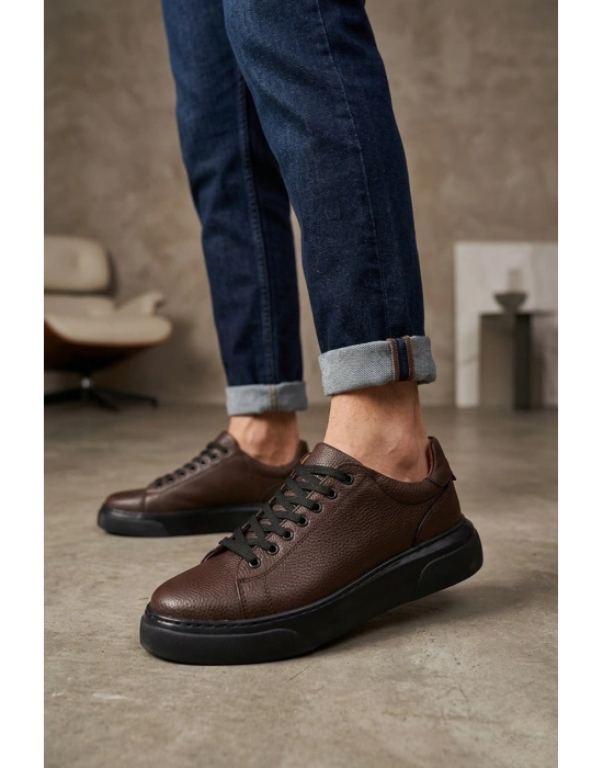 BLF-010 Erkek Sneaker Günlük Casual Spor Ayakkabı Kahverengi Siyah Taban