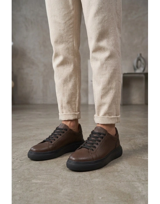 BLF-010 Erkek Sneaker Günlük Casual Spor Ayakkabı Kahverengi Siyah Taban