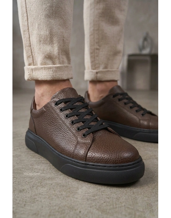 BLF-010 Erkek Sneaker Günlük Casual Spor Ayakkabı Kahverengi Siyah Taban
