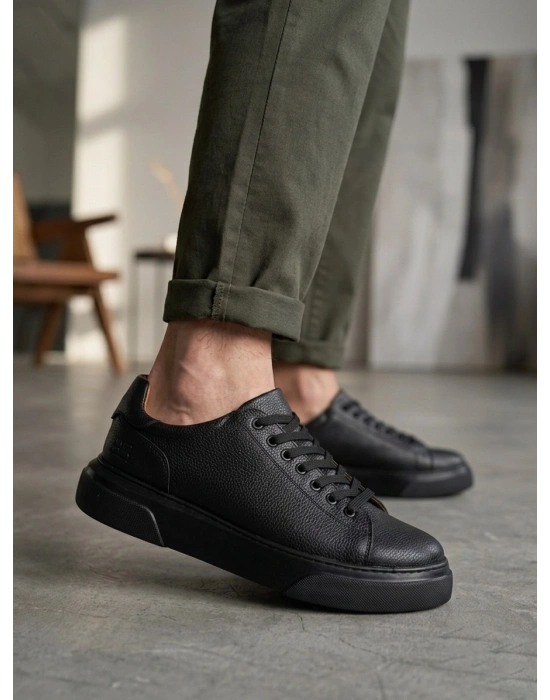 BLF-010 Erkek Sneaker Günlük Casual Spor Ayakkabı Siyah Taban