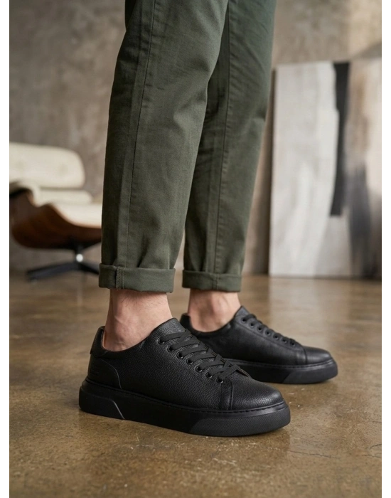 BLF-010 Erkek Sneaker Günlük Casual Spor Ayakkabı Siyah Taban