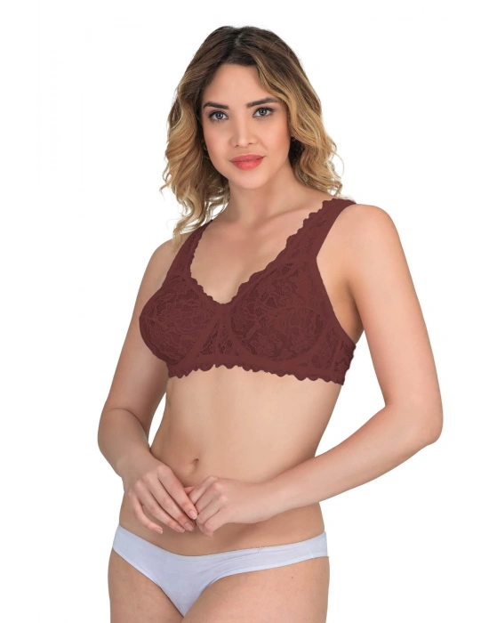 BORDO MI Emay 178 C Balenli Dantelli Sütyen