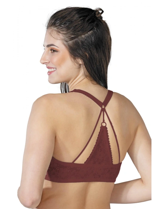 BORDO MI Emay 187 C Önden Açılır Balenli Sporcu Sütyen