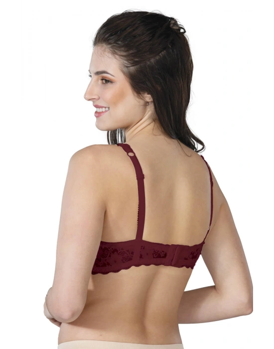 BORDO MI Emay 188 C Pedli Dantelli Telli Toparlayıcı Sütyen