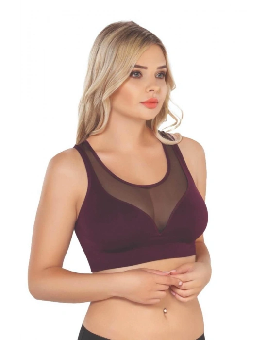 BORDO MI Emay 4028 Seamless Tül Toparlayıcı Büstiyer