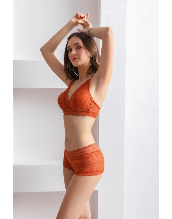 BRALET SÜTYEN BOXER TAKIM KİREMİT (MGP31813)