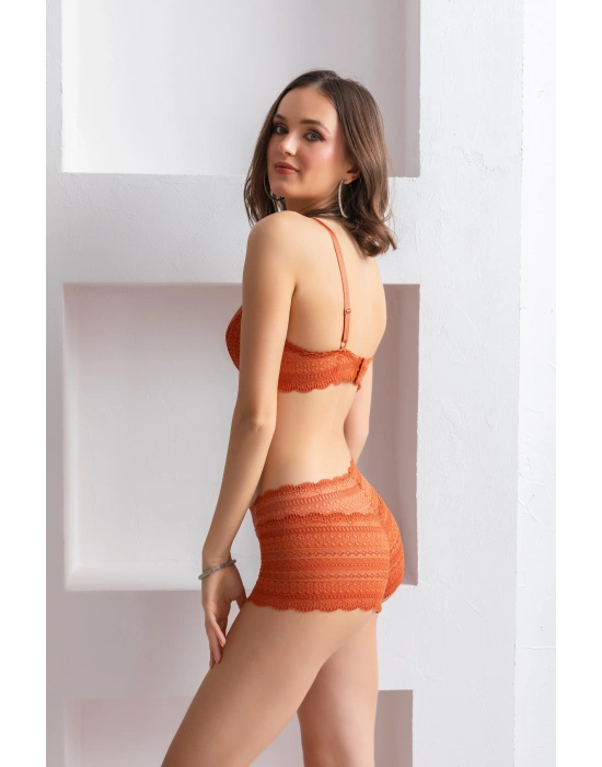 BRALET SÜTYEN BOXER TAKIM KİREMİT (MGP31813)
