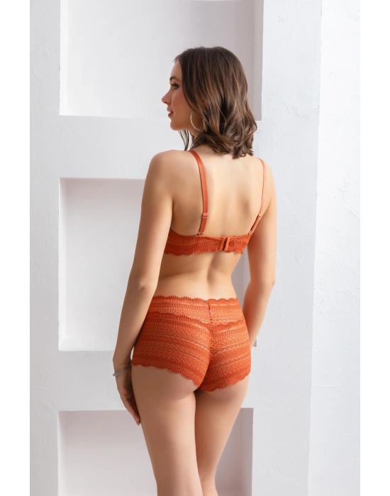 BRALET SÜTYEN BOXER TAKIM KİREMİT (MGP31813)