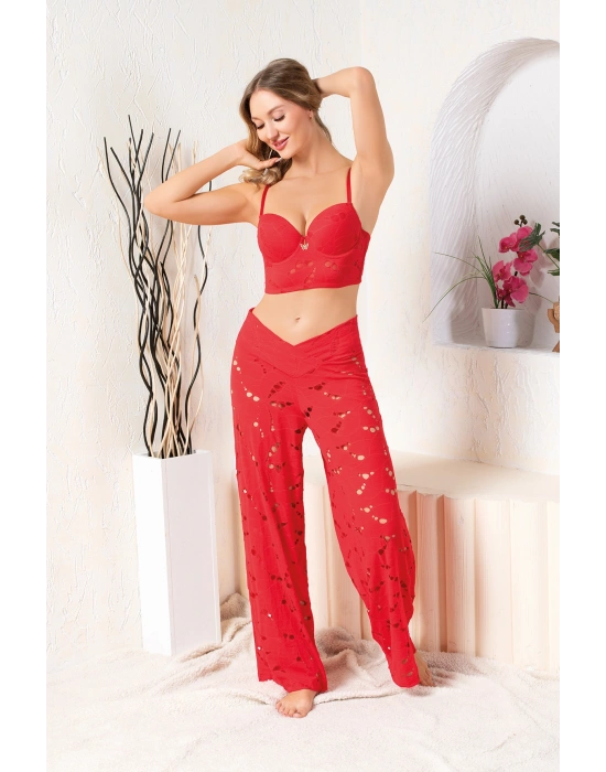 BRALET SÜTYEN, SLİP KÜLOT VE PANTOLON TAKIM KIRMIZI (MGP32194)