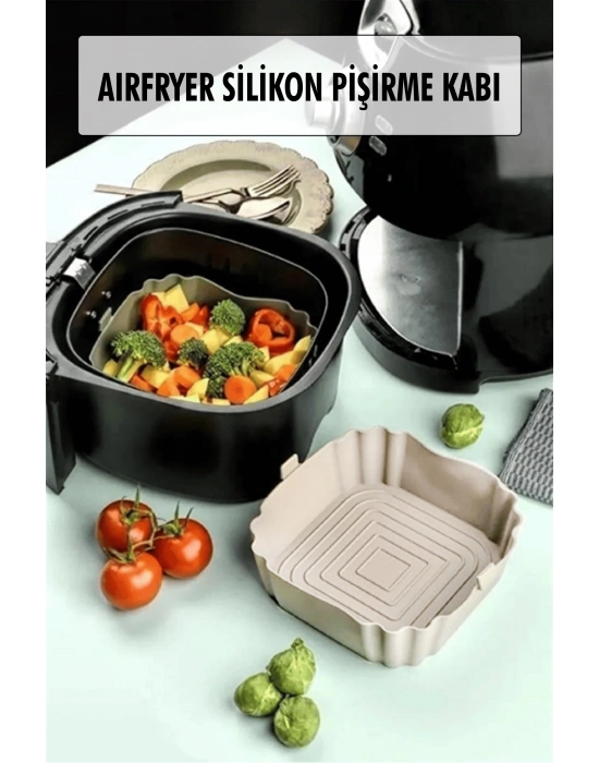 Bütün Airfryerlere Uyumlu Krem Silikon Pişirme Kabı