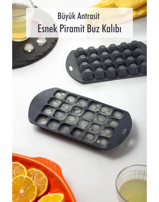 Büyük Antrasit Piramit Buz Kalıbı (13*24*2 cm)