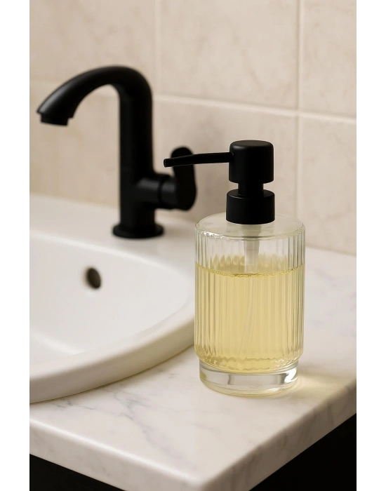 Cam Şeffaf Sıvı Sabunluk 200 ml Banyo Lavabo