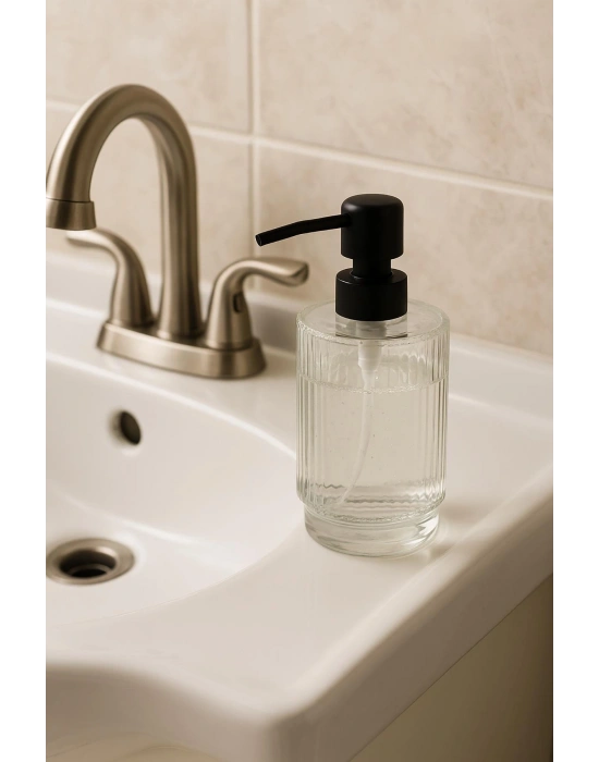 Cam Şeffaf Sıvı Sabunluk 200 ml Banyo Lavabo