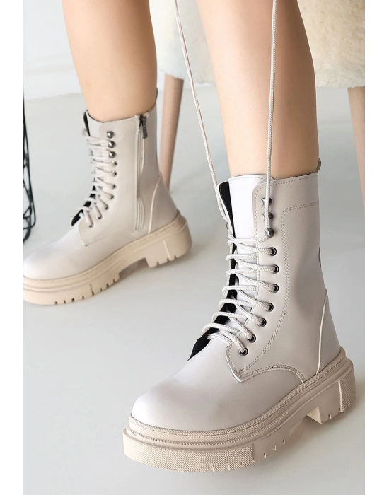 Caxa Bej Cilt Bağcıklı Kadın Bot